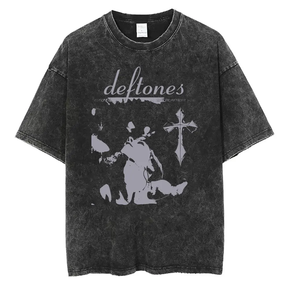 

Washed Vintage Rock Band Deftones Saturday Night Wrist T-shirt Men Women Alternative Heavy Metal T-shirt Men's Oversized T Shirt