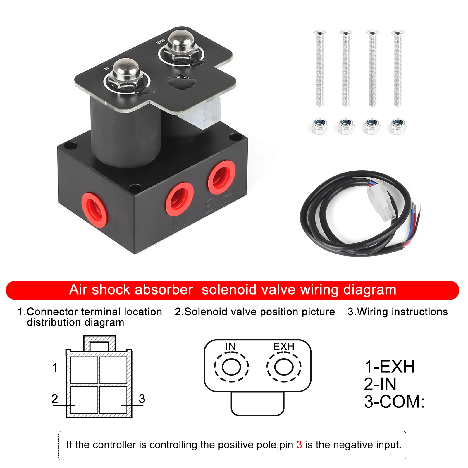 0-300 PSI 2 Ports 12V Solenoid Valve Air Ride Suspension Manifold Valve Pneumatic Shock Absorber Solenoid Valve Set Universal