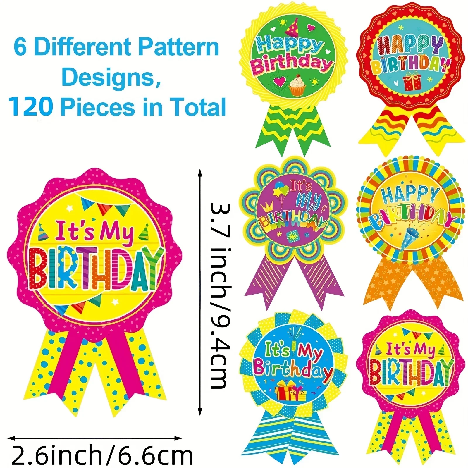 120 Pieces Happy Birthday Stickers Birthday Badge Stickers It\'s My Birthday Stickers Homeschool Birthday Party Decorations