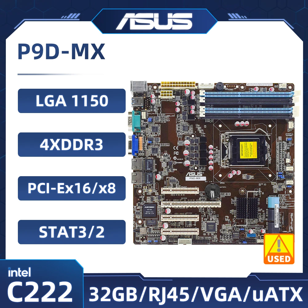 Asus P9D-MX server Motherboard 1150 Intel C222 DDR3 Micro ATX  support Core i3-4170 cpu4×SATA III USB 2.0 4 xSATA2 3Gb/s