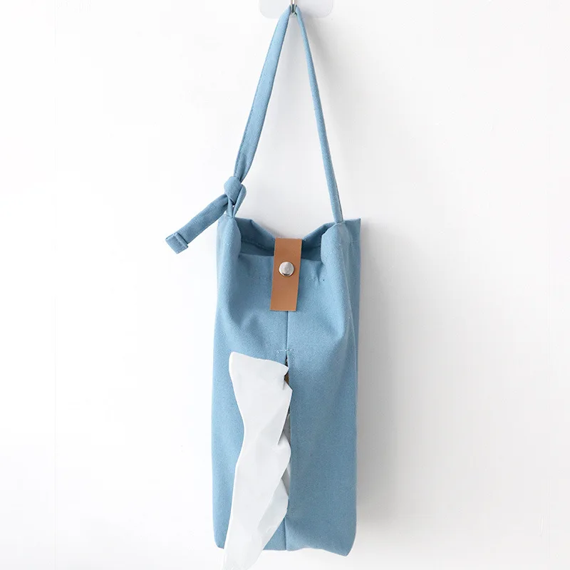 Japanese Style Hanging Napkin Holder Cover Cosmetic Box Case Canvas Cloth Tissue Box Holders Pouch Organizer Home Office Car