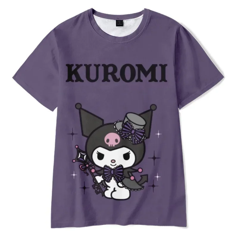 2024 Anime Cartoon Summer Kuromi T-shirt 3D Printing Cartoon Clothes Street Cute Children Girls Fashion T-shirt Casual Tops