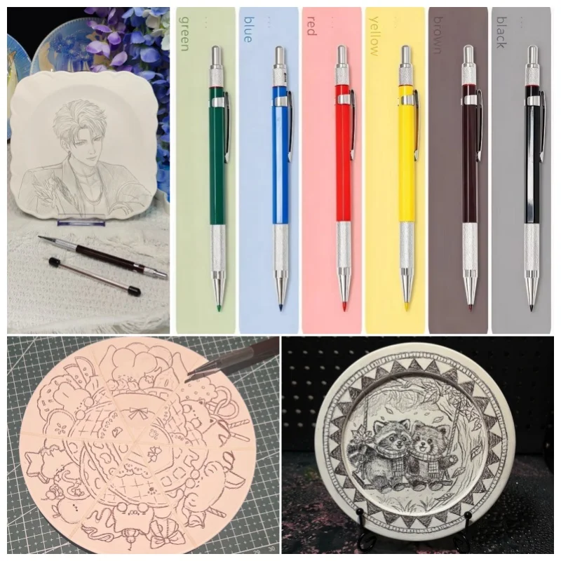 Mechanical Underglaze Color Pencil Oil-based No Sharpen Required Ceramic Sketch Pencils Pottery Hand Painting Tool 1100℃~1260℃