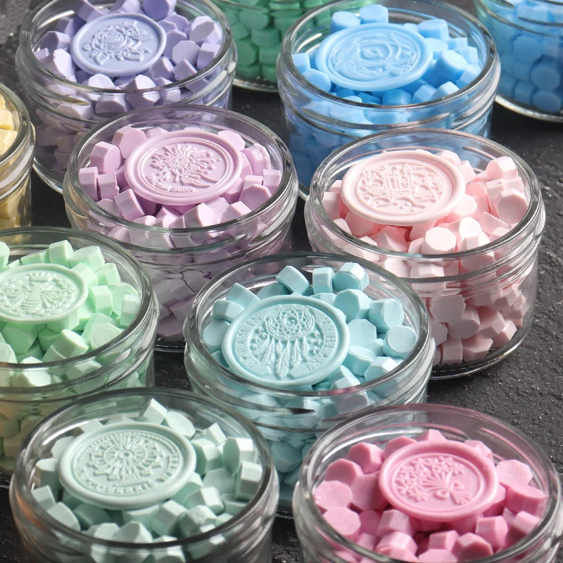 100pcs/Bag Mix Color Wax Beads Macaron Color Octagon Seal Stamps Vintage Wax Seal for Envelope Wedding Invitations DIY Supplies