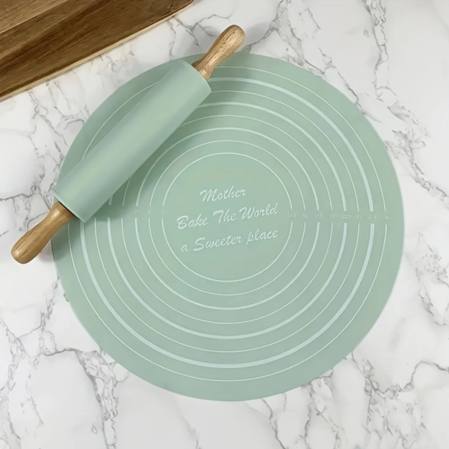 

Silicone Rolling Pin and Circular Pastry Mat Set - Perfect for Baking at