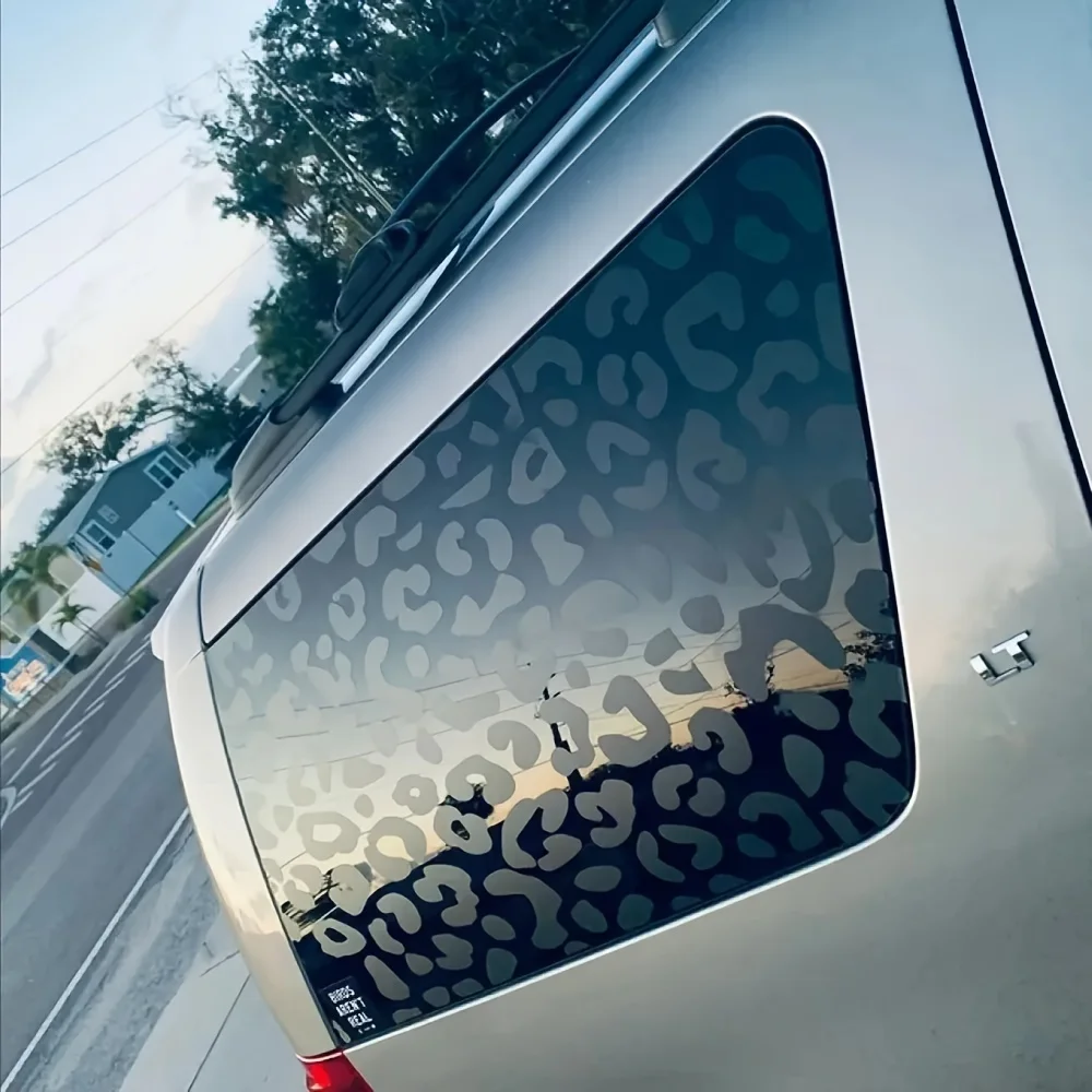 

Leopard Print Car Stickers Waterproof for Auto Windows Triangular Window Decoration Cover Scratches Sunscreen Vinyl DIY Decals
