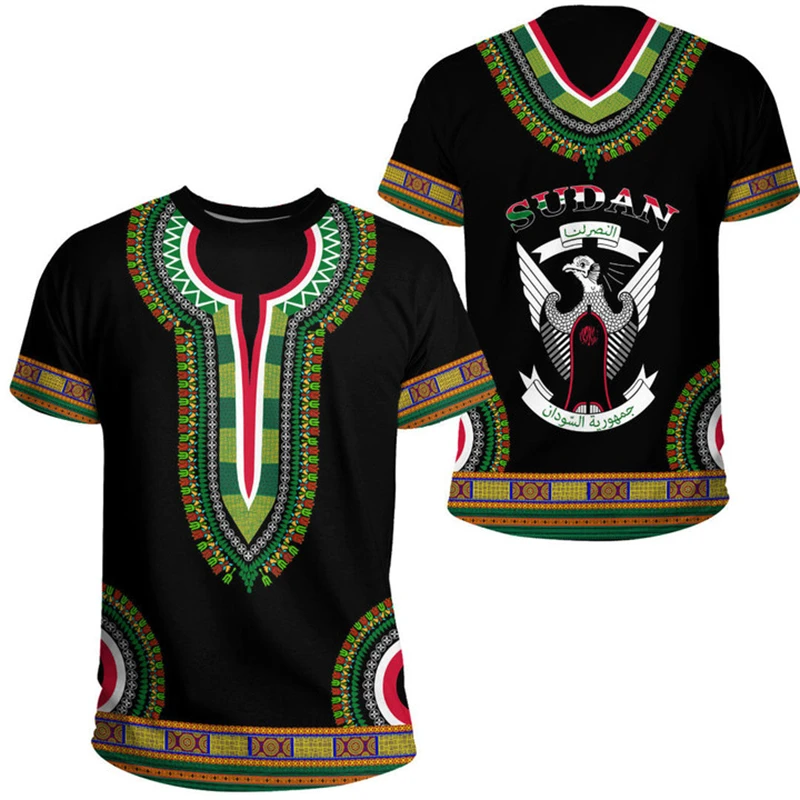 Sultan Men's T Shirts Casual Loose Crew Neck Sudanese Flag Short Sleeved Tees Tops Men Clothing Oversized Tshirt Streetwear 2024