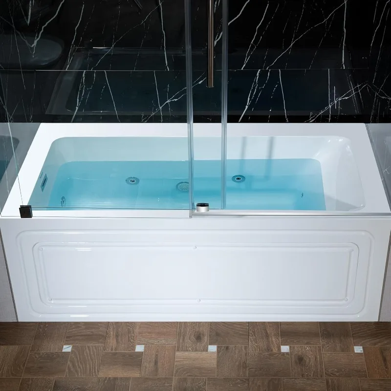 Whirlpool Jetted Tub with Left Drain, Acrylic Bathtub for Master Bathroom &