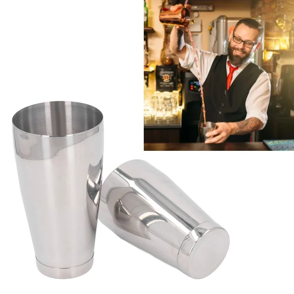 2 Piece Set Professional Stainless Steel Cocktail Shaker Silver Martini Shaker Bar Shaker Bar