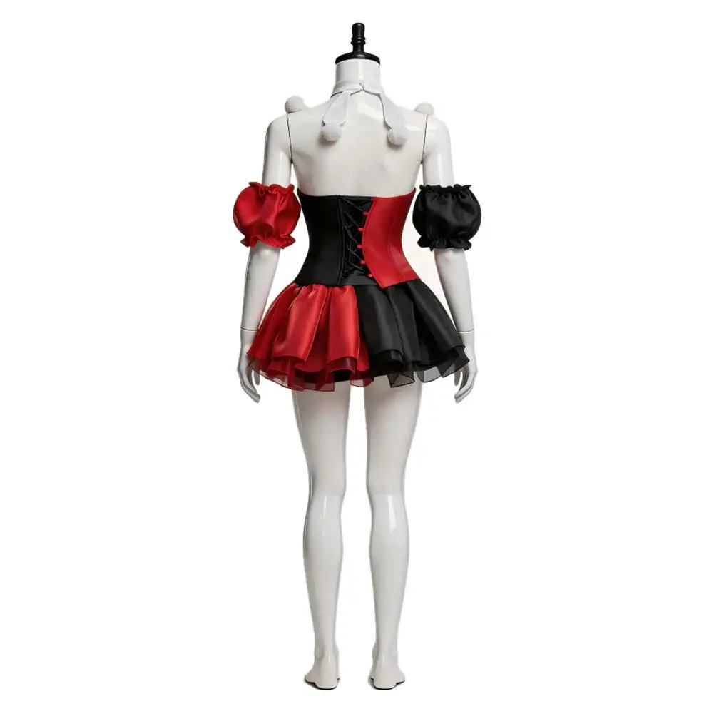 Clown Vest Skirt Adult Women Cosplay Red Black Dress Carnival Costume Headpiece Neck Collar Outfits Halloween 2026 Party Suit view 5