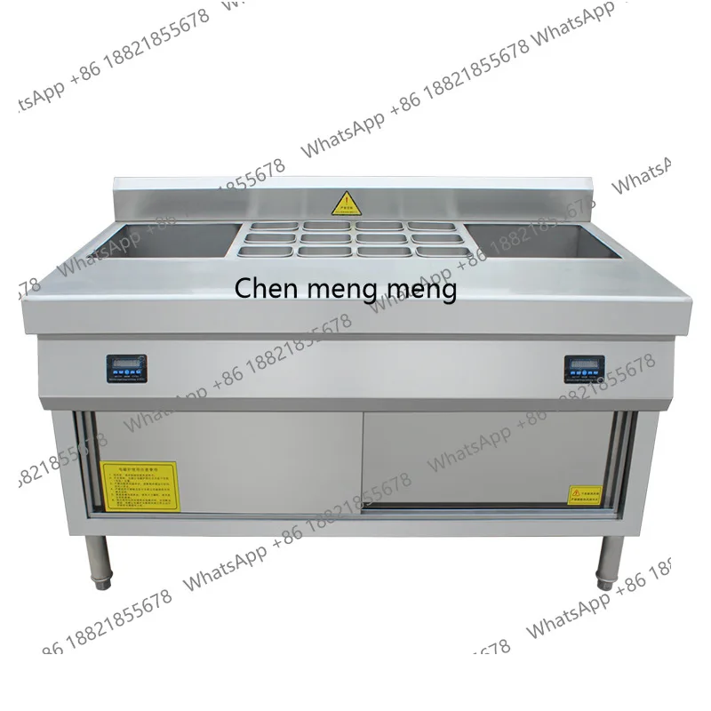 

Commercial insulation cabinet, vegetable insulation pool stainless steel with seasoning table, vegetable table buffet table