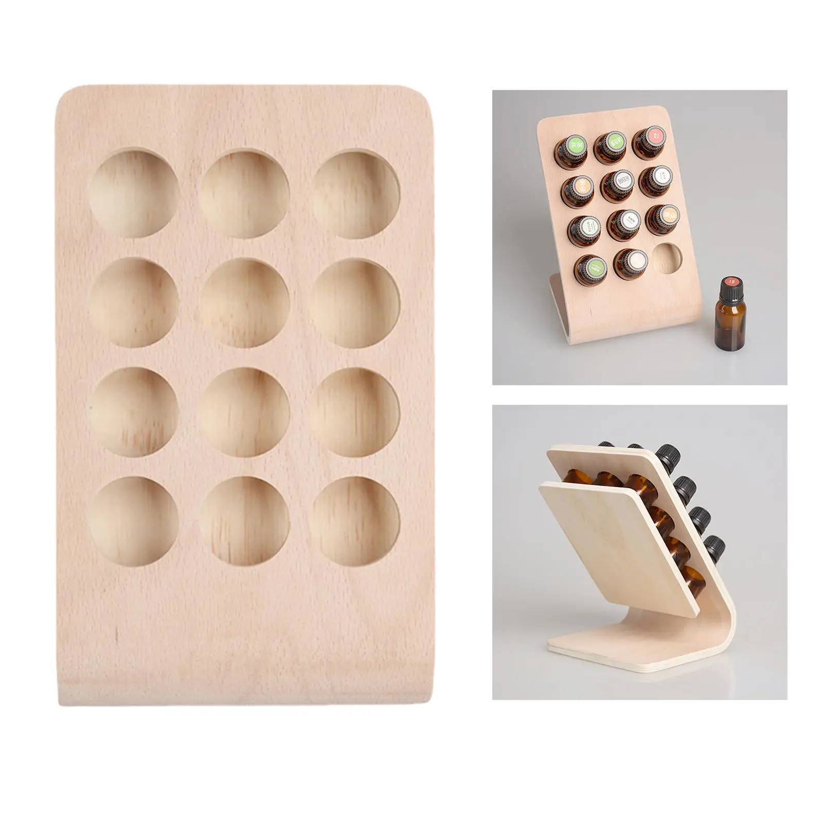 

12 Holes 15ML Rectangle Shape Wooden Essential Oil Display Stand