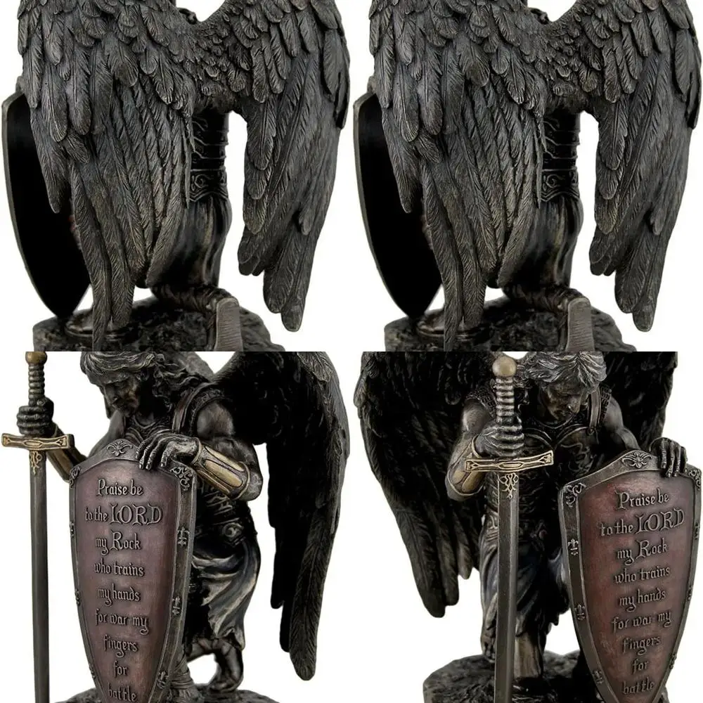 تمثال ملاك ركوع فيرونيز بني 6x8x4.5: مدح للرب، محارب من الراتنج #1