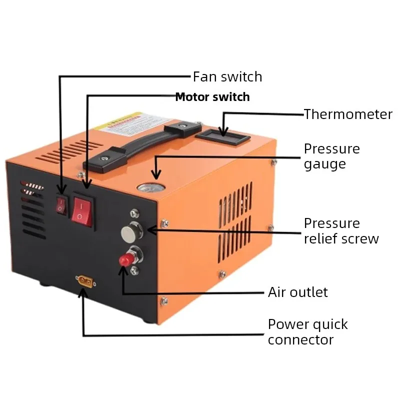 12V/30MPa Electric Air Compressor 4500PSI High Pressure Portable Car Inflator Pump PCP Airgun Diving Breathing Pump For Outdoor
