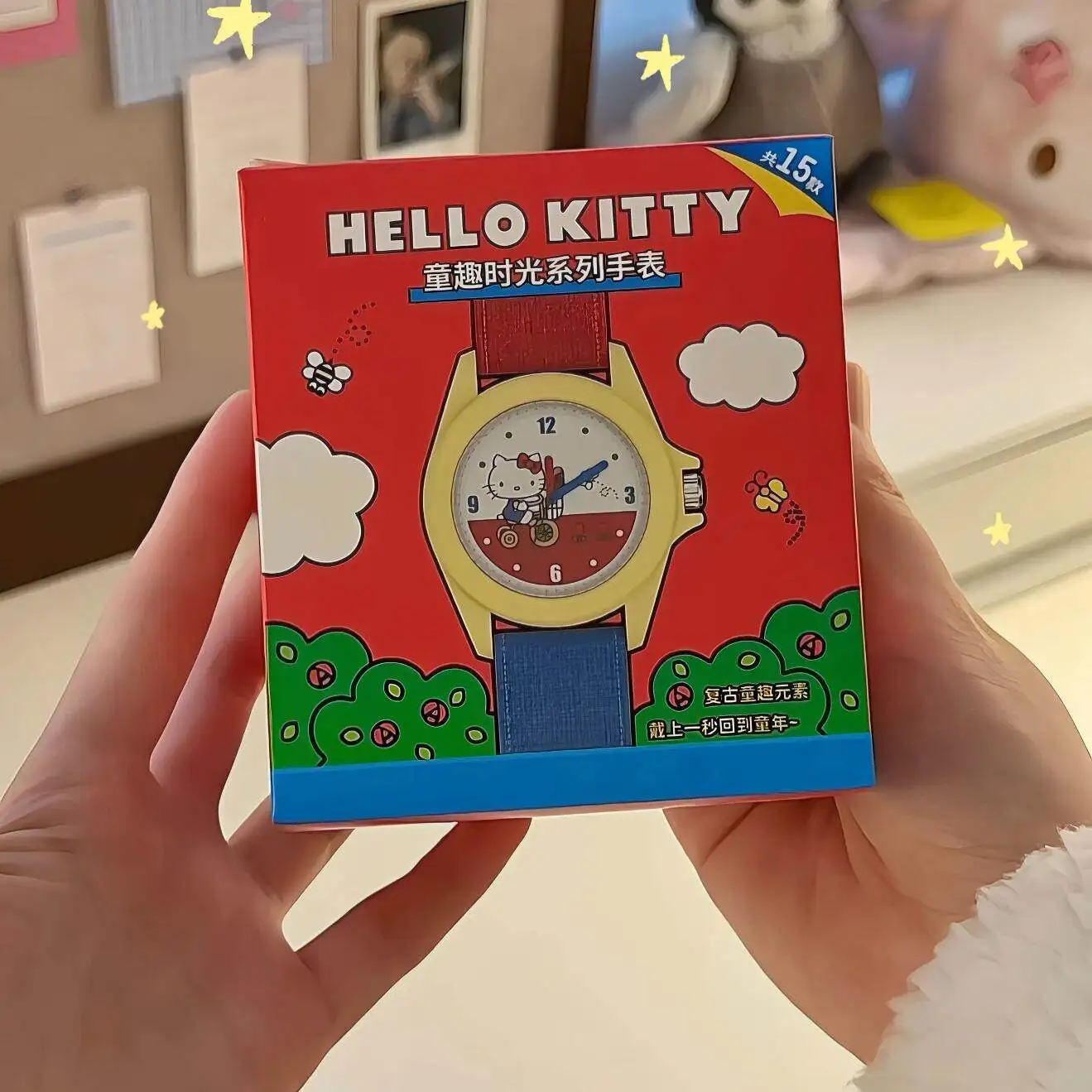 

Moetch Cute Hello Kitty Themed Analog Watch for Kids Mystery Blind Box Gifts Toy Model Anime Figures Collect Ornaments