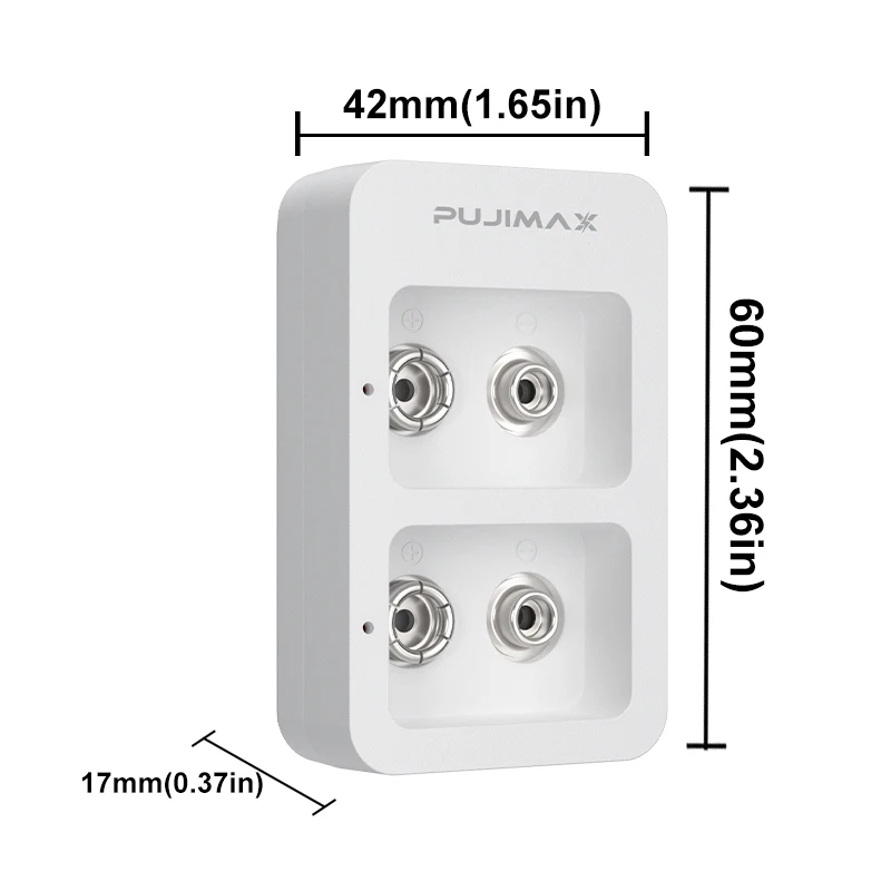 PUJIMAX 2 Slots Multi-function Ni-Mh 9V Rechargeable Battery Charger Portable Mini Model LED Display Charging Status Durable