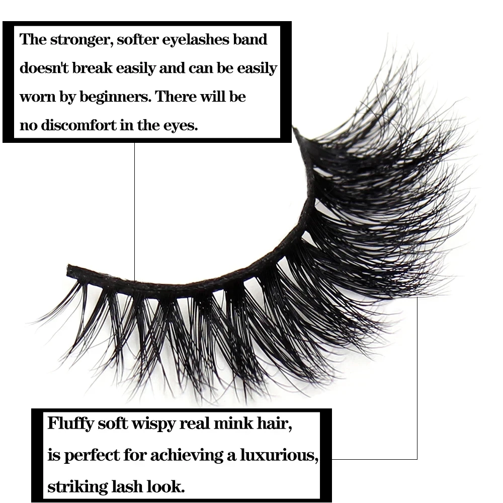 FOXESJI Mink Eye Lashes Eyelashes Fluffy Soft Cross Wispy False Eyelashes Lashes Extension Natural 3D Mink Eyelashes Make up