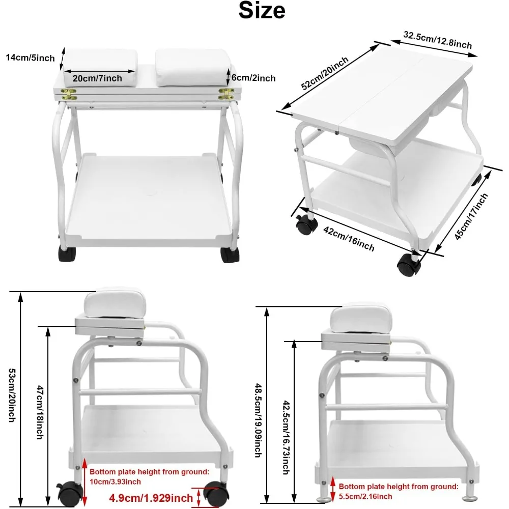 Beauty Salon Nail Or Foot Bath Spa Portable Esthetician Trolley Cart Foot Rest Pedicure Manicure Funiture Massage Table Salon