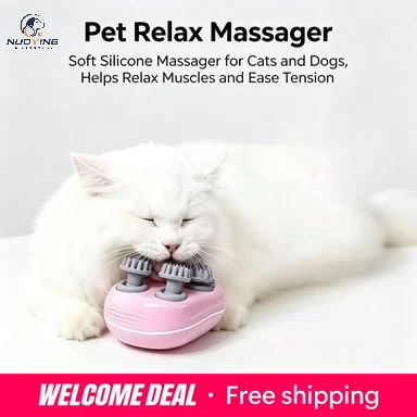 Masseur électrique rechargeable en forme de chat, outil de massage portable à longue autonomie pour la relaxation du cou, des épaules et du corps, jouet interactif amusant pour chat à usage domestique.