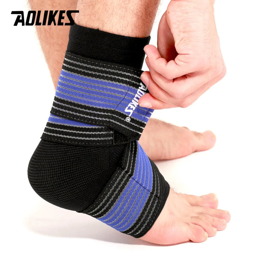 AOLIKES 1PCS Professional Sports Ankle Strain Wraps Bandages Elastic Ankle Support Brace Protector For Fitness Running