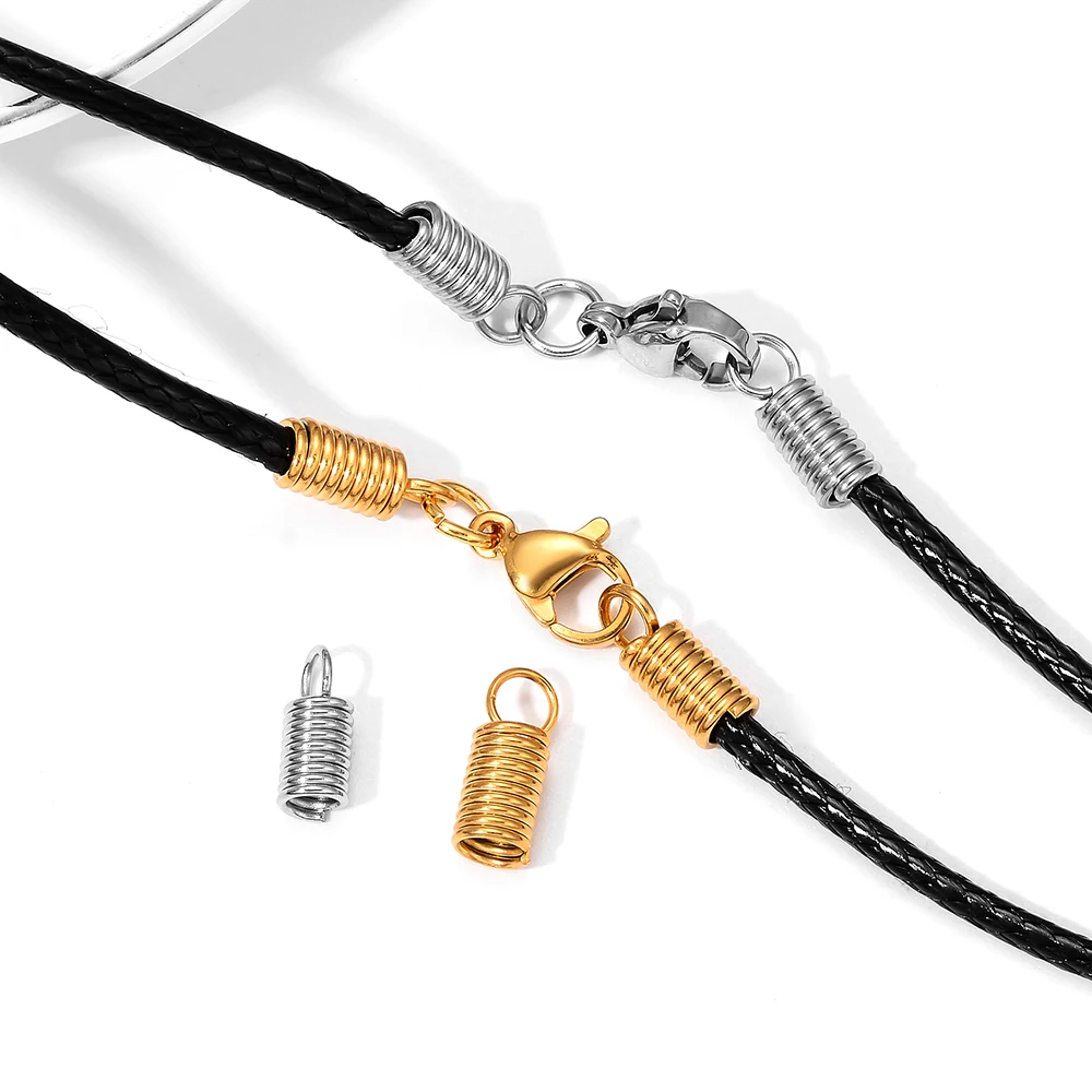 Edelstahl 1/2/2,5/3/4/5 mm Seil- und Kordel-Endkappen, Schnallenenden, Halsketten- und Armband-Verbinder, Verschluss-Haken, Schmuckzubehör – Detail 7