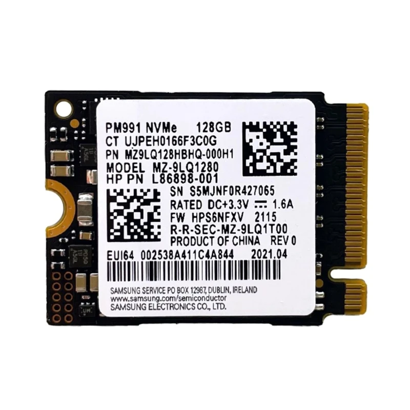 128GB SSD PM991 Internal SolidState 2230 NVME Storage Hard Disk PCIE3.0 for Laptops tablets PC Dropship