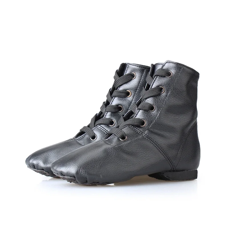 PU Leather Jazz Boots Male Female Dance Shoes Soft Outsole High Shoe Dance National Sneakers