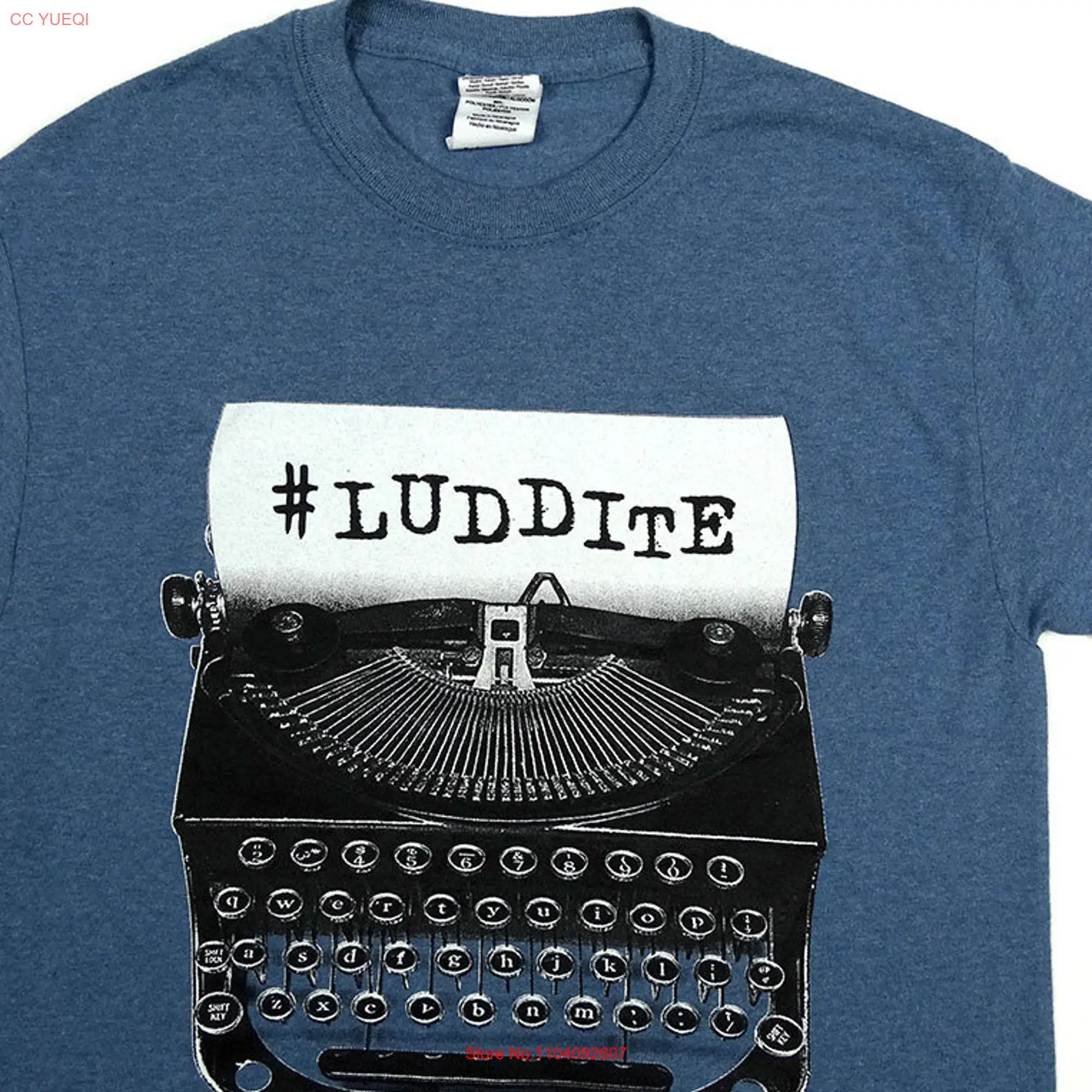 Antique Typewriter Luddite Hashtag T Shirt long or short sleeves