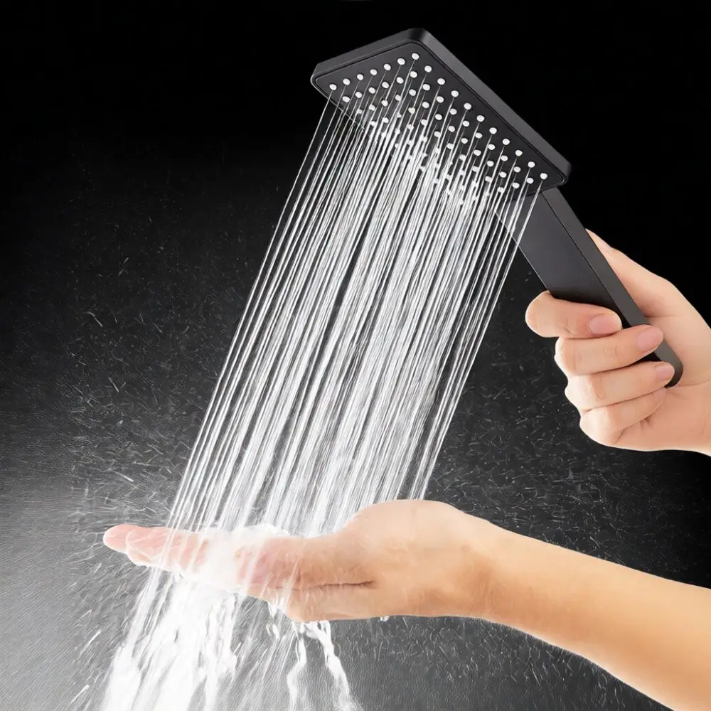 Efficient Square Handheld Shower Head Rainfall Sprayer High Pressure Bathroom Shower Fixture Easy Installation Tool