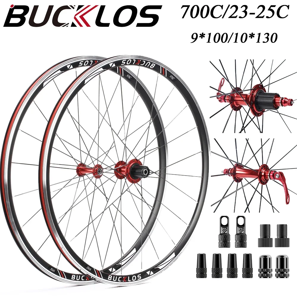 

BUCKLOS Bike Wheelset 700c 7/8/9/10/11 Speed Road Bicycle Wheels 700C 23C 25C Road Bike Wheel Rim 9*100/10*130MM