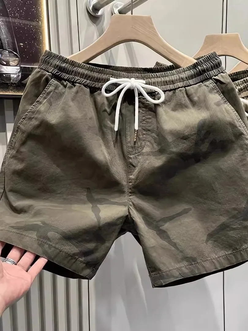 Gioventù Casual Loose Fit Dstring orts Pantaloni da lavoro estivi da uomo sottili Qui Dry Gamba dritta a vita media Sle attivo