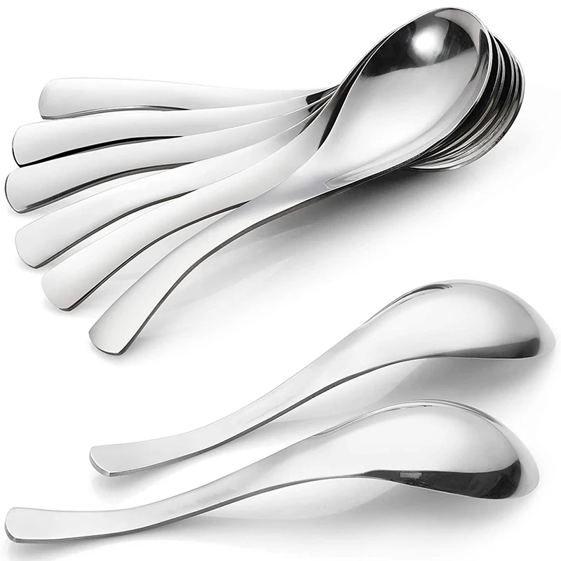 8 Pack Soup Spoons Stainless Steel Soup Spoons Thick Heavy-Weight Table Spoons