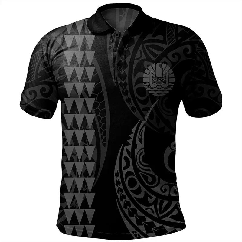 Tahiti Coat Of Arms 3D Printing Polo Shirt French Polynesia Tahiti Map Flag Graphic Ethnic Polo Shirts Mens Fashion Polo T Shirt