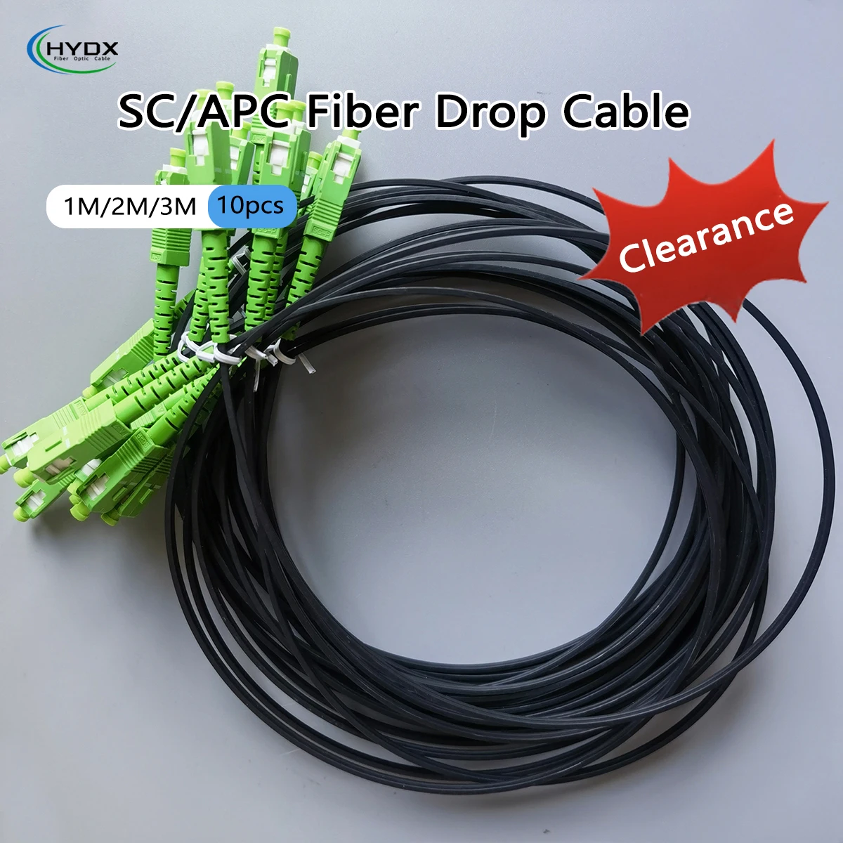 10pcs Fiber Drop Cable Optical Patch Cord SC/APC-SC/APC 1M/2M/3M Single Mode G652D Indoor FTTH Drop Cable 9/125μm Best Quality