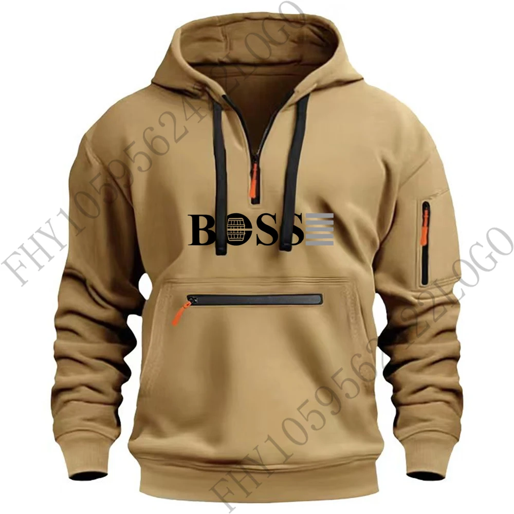 2024 Autumn/Winter new digital printed men\'s casual sports zipper hooded long-sleeved European size hoodie pullover