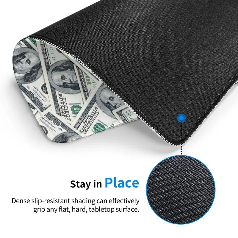 United States Money Dollar Bills Mouse Pad Custom Anti-Slip Rubber Base Gaming Mousepad Accessories Office Computer Desktop Mat