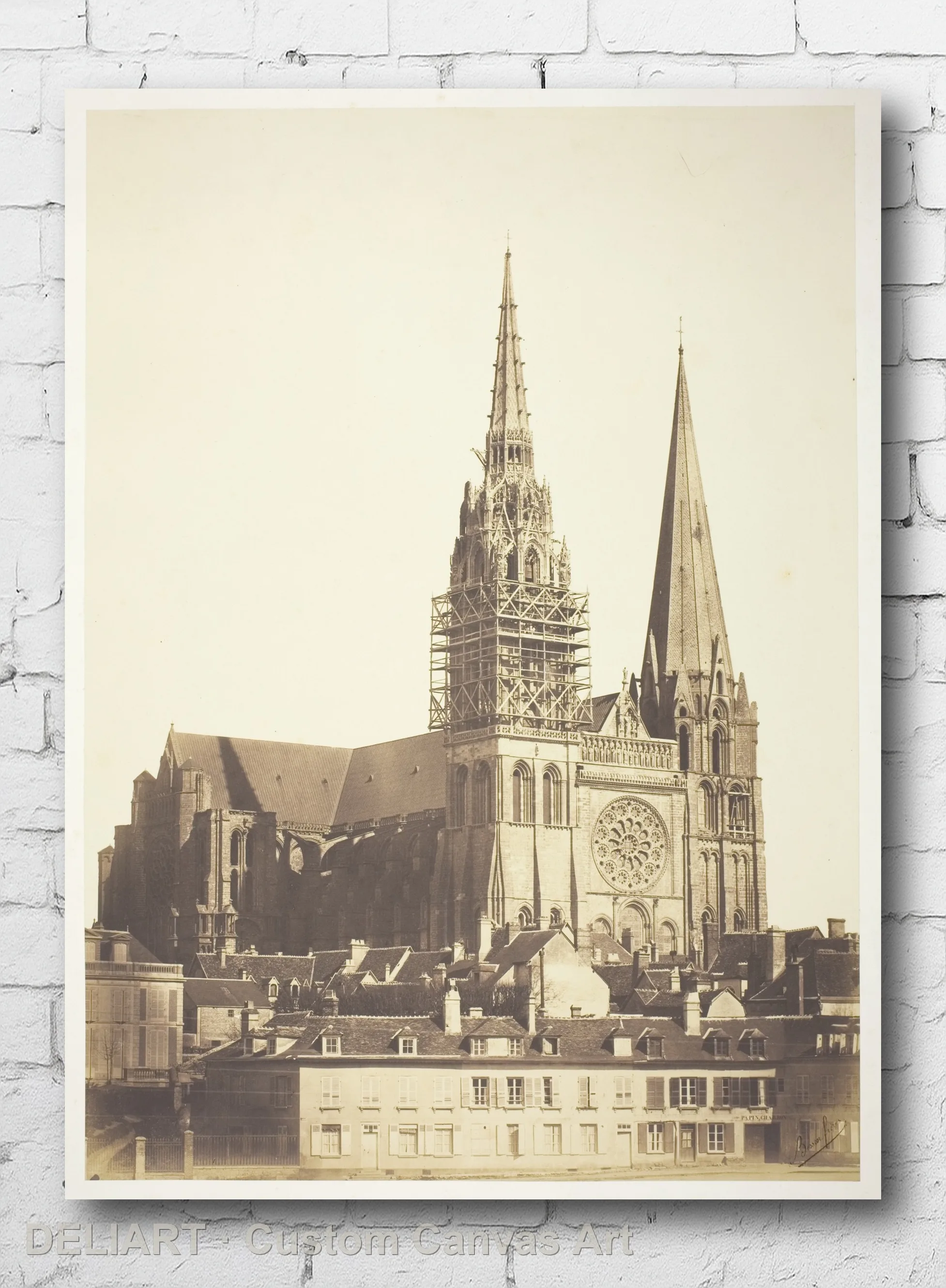 Chartres Cathedral, West Facade by Bisson Frères (Louis-Auguste Bisson, French, 1814–1876 and Canvas Poster Wall Art