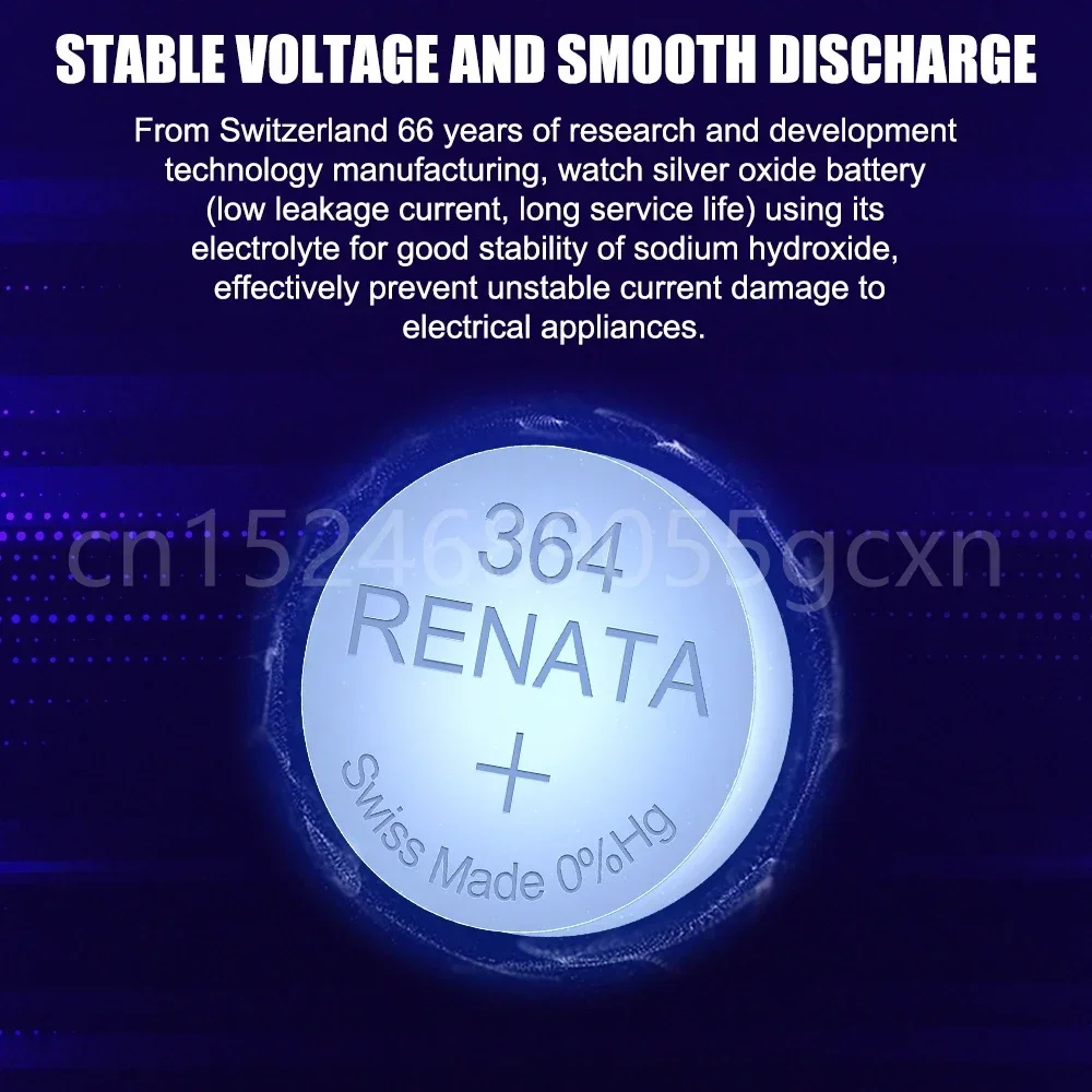 Original Renata 364 SR621SW AG1 LR60 GP364 164 EE6202 1.55V Silver Oxide Watch Battery MADE IN Swiss Button Coin Cell