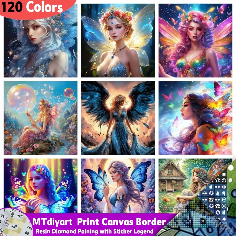 Fairy Girl 120 Colors Resin Diamond Painting Sticker Legend Portrait Full Drill Mosaic Handmade Gift RhinestoneHome Decor