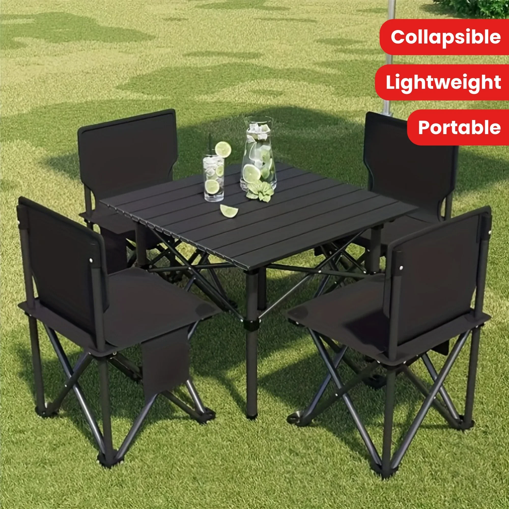 Portable Folding Camping Table for Outdoor Picnic - Lightweight Collapsible Roll-Up Metal Iron Table image 3