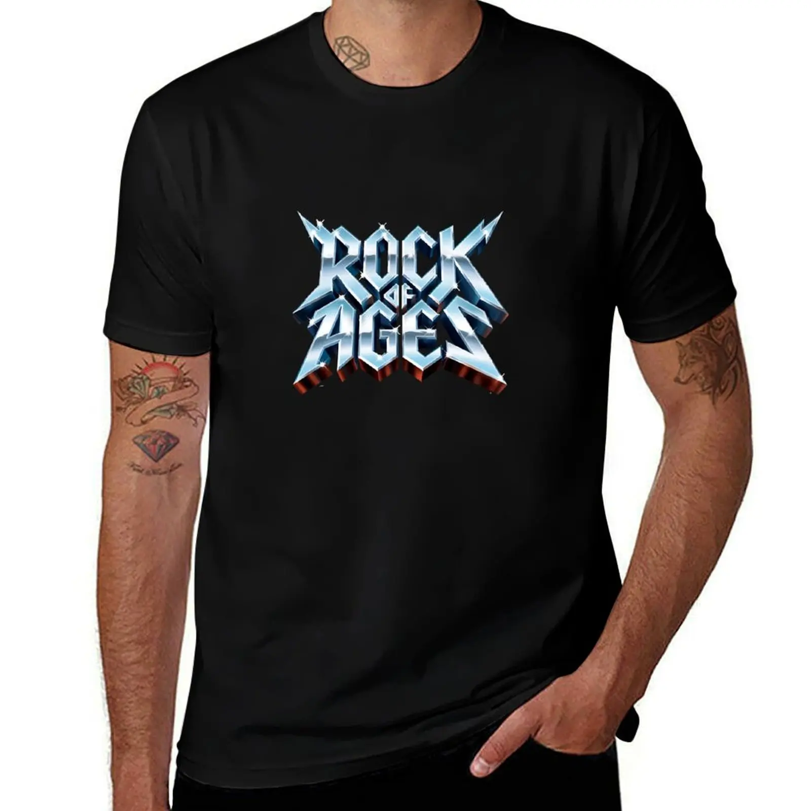 rock of ages logo T-Shirt custom shirt rapper graphic tees Men's cotton t-shirt