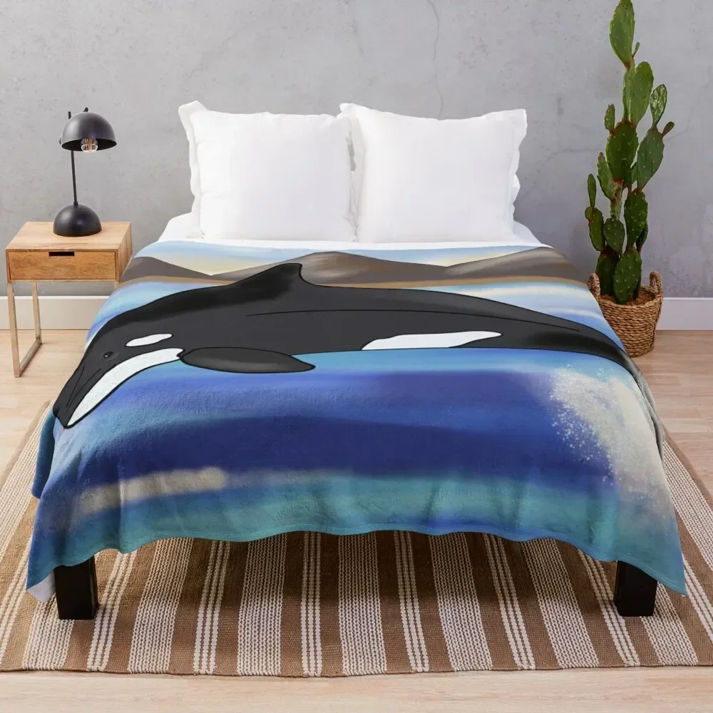 

Orca Ocean - Digital Print Throw Blanket Thin Soft Blanket for Summer Night Sleeping