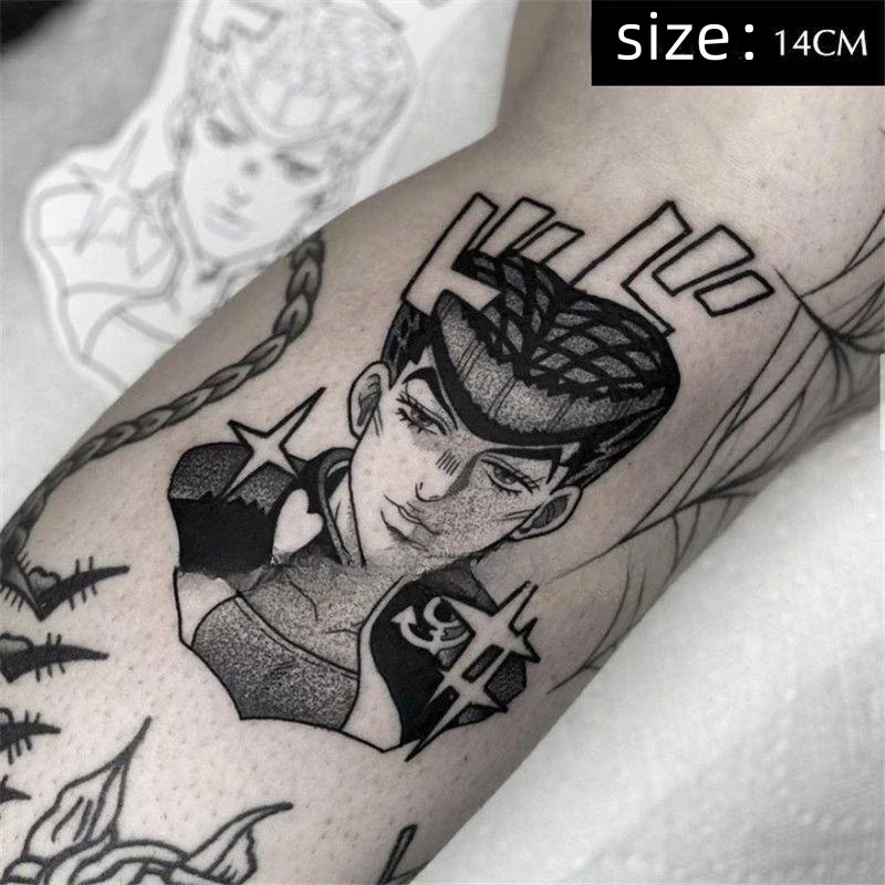 Luna Store  Anime JoJo's Bizarre Adventure Temporary Tattoos Cartoon Josuke Tattoo Body Art Arm Waterproof Fake Tatoo Sticker