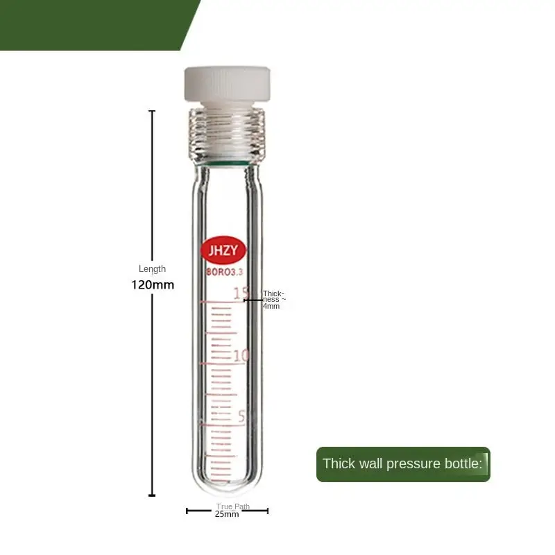 Imagem -03 - Garrafa de Pressão Parede Grossa Boca do Parafuso Ptfe Plug Reaction Test Tube 10 15 25 35 50 75 100 150 250