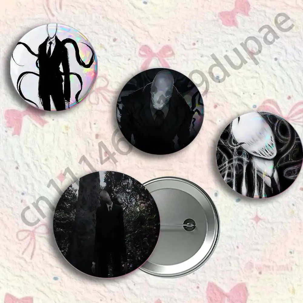 S-Slenderman Creepypasta Button Pin Single Pack Anime Merch for Ita Bags Badge Collectible