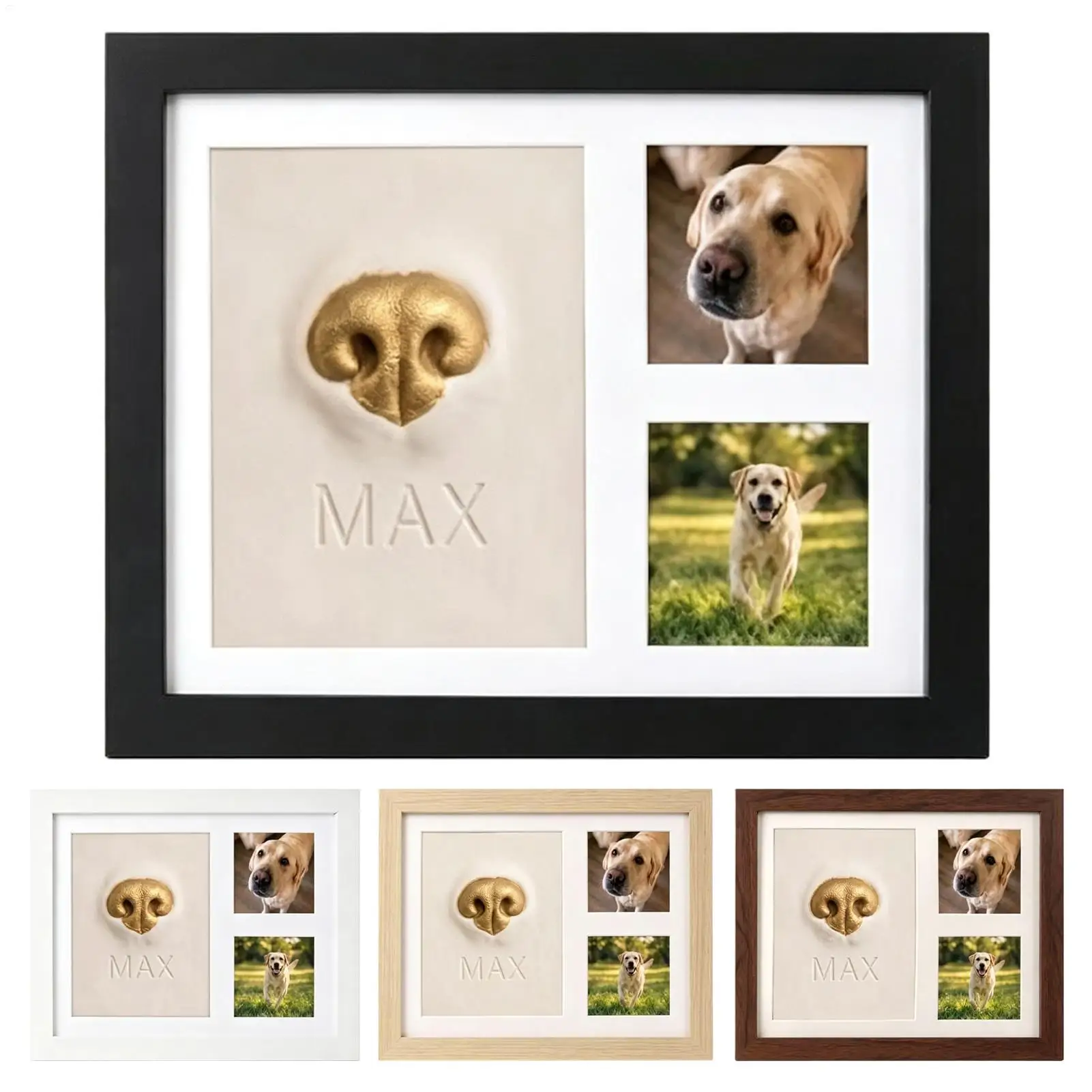 1 Set Nose Print Memory Frame Air Dry Clay Wooden Frame Dog Paw Print Frame Photo Display Wall Hanging Dog Cat Nose Print Frame