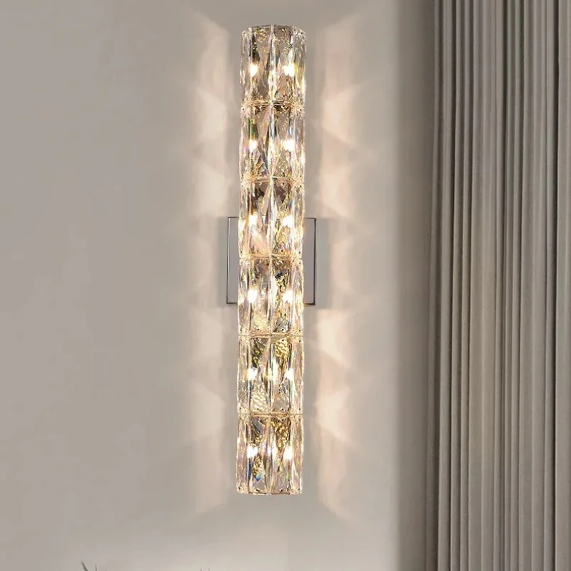 โมเดิร์นคริสตัล LED โคมไฟติดผนังสำหรับห้องนั่งเล่นห้องรับประทานอาหารโรงแรมห้องพักวิลล่าบันไดไฟตกแต่งบ้านโคมไฟโคมไฟ