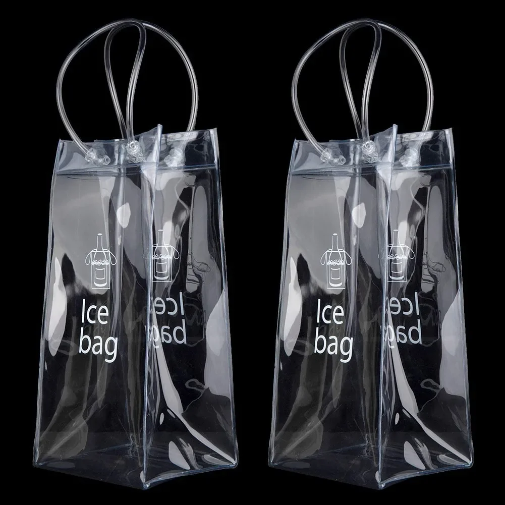 Ice Wine Bags PVC Anti-leakage Ice Bag Transparent Refrigerated Champagne Red Wine Bottle Whisky Eco-friendly Portable Ice Bags