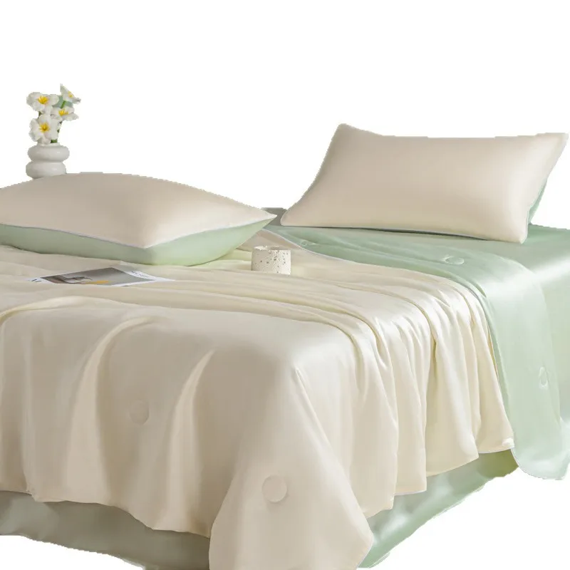 Washed Ice Silk Feel Spring Summer Quilt Grade A Queen Soft Cooling Air Conditioning Comforter Lightweight Breathable Thin Duvet