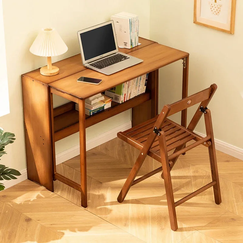 Foldable Desktop Computer Table Study Corner Square Minimalist Gaming Desk Small Apartment Biurka Szkolne Bamboo Furniture